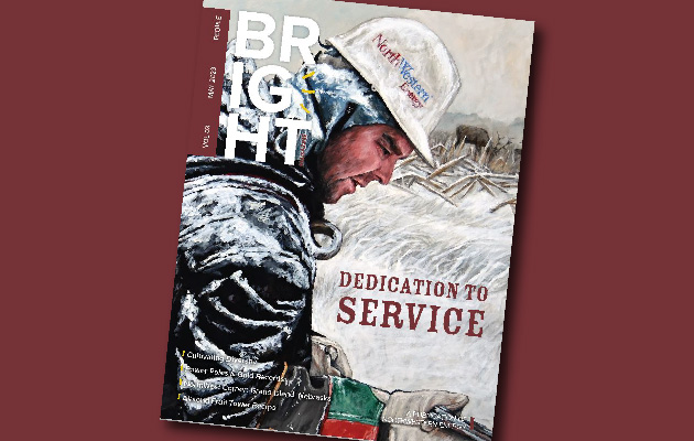 The cover of the 2023 People issue of Bright on a maroon background